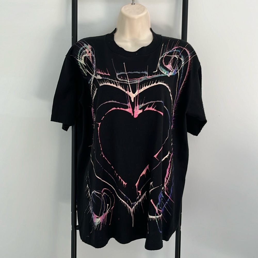 Vintage 90s Jerzees Graphic Black Tee Short Sleeve T-shirt Men Size L